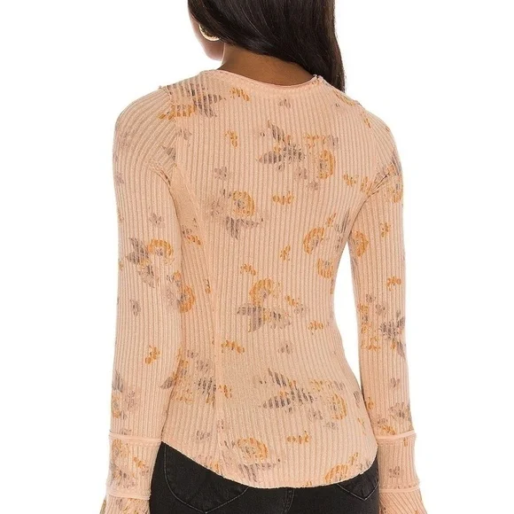 Free People Layer Me Henley Long Sleeve Top in Peach Size XS - Picture 11 of 11